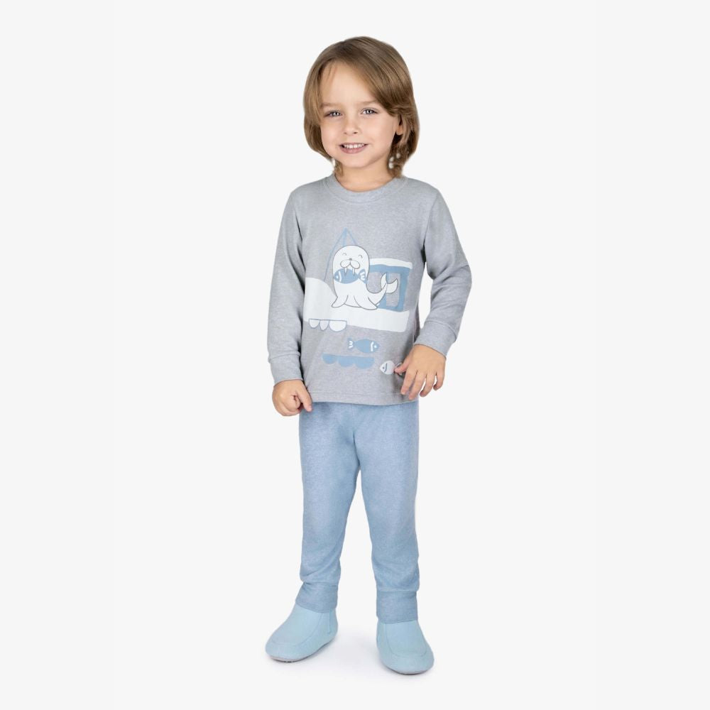 PIJAMA MELANGE CINZA MESCLA (1 ao 3)