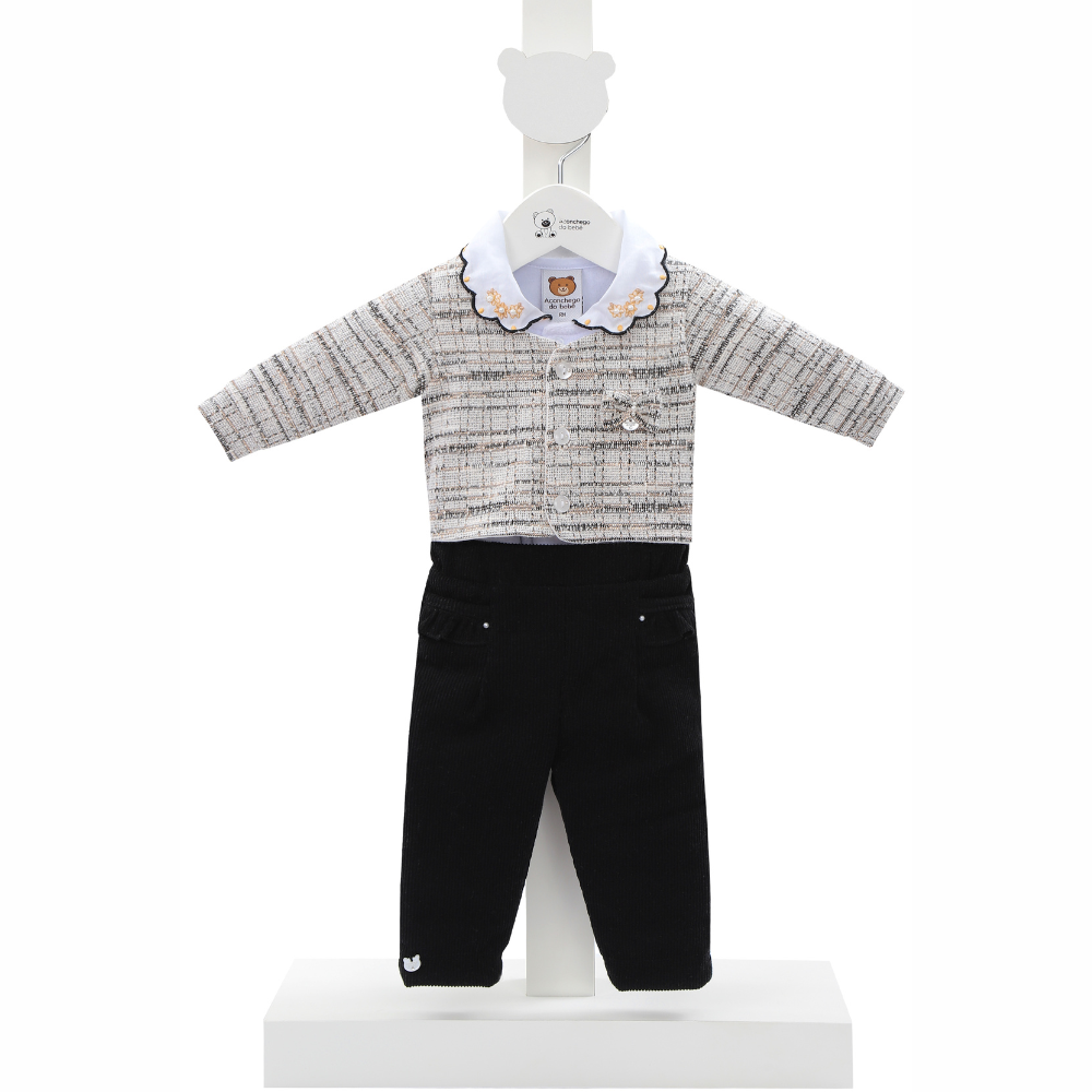 CONJUNTO BEBE ACONCHEGO LUXO PRETO