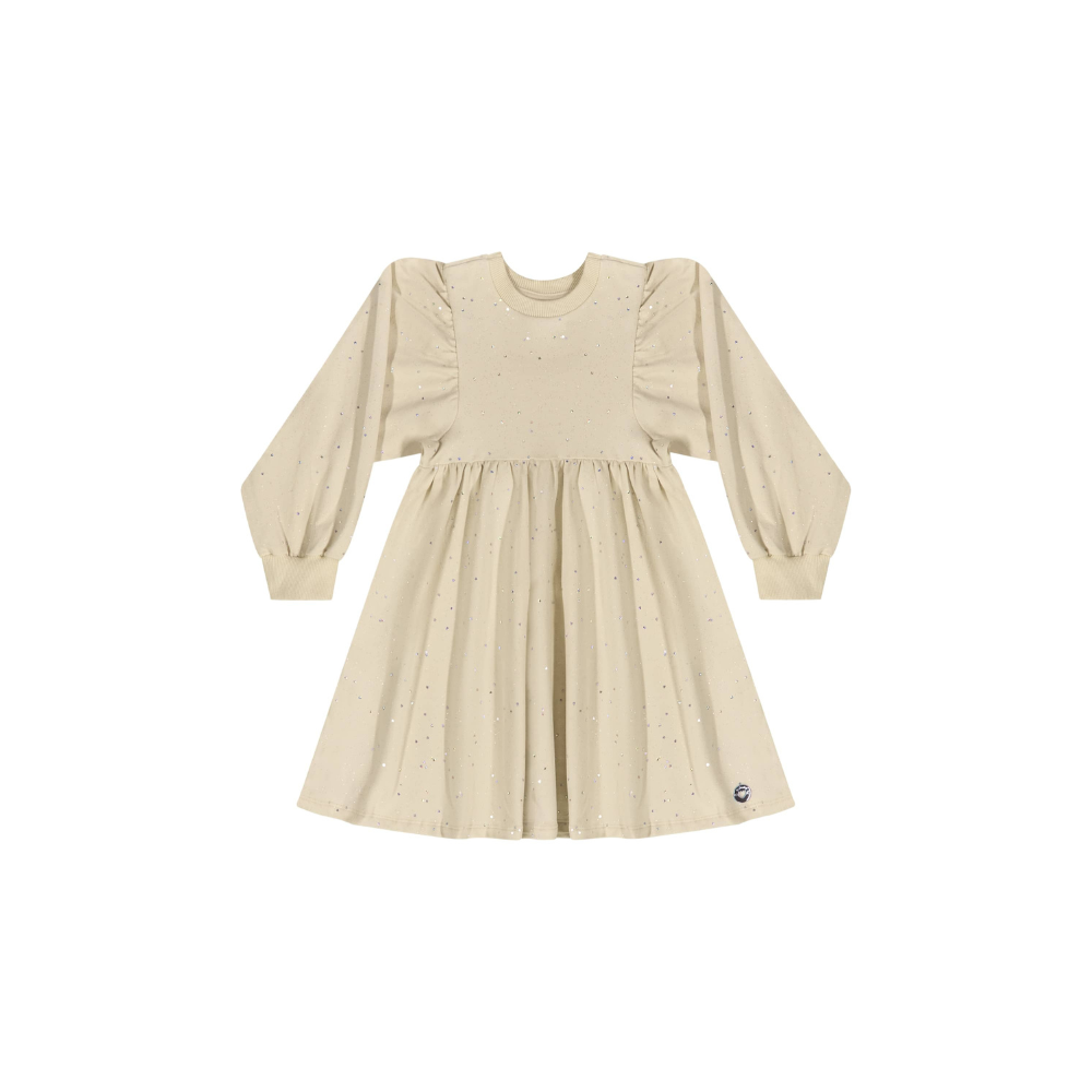 VESTIDO MANGA LONGA EM MOLECOTTON COM GLITTER