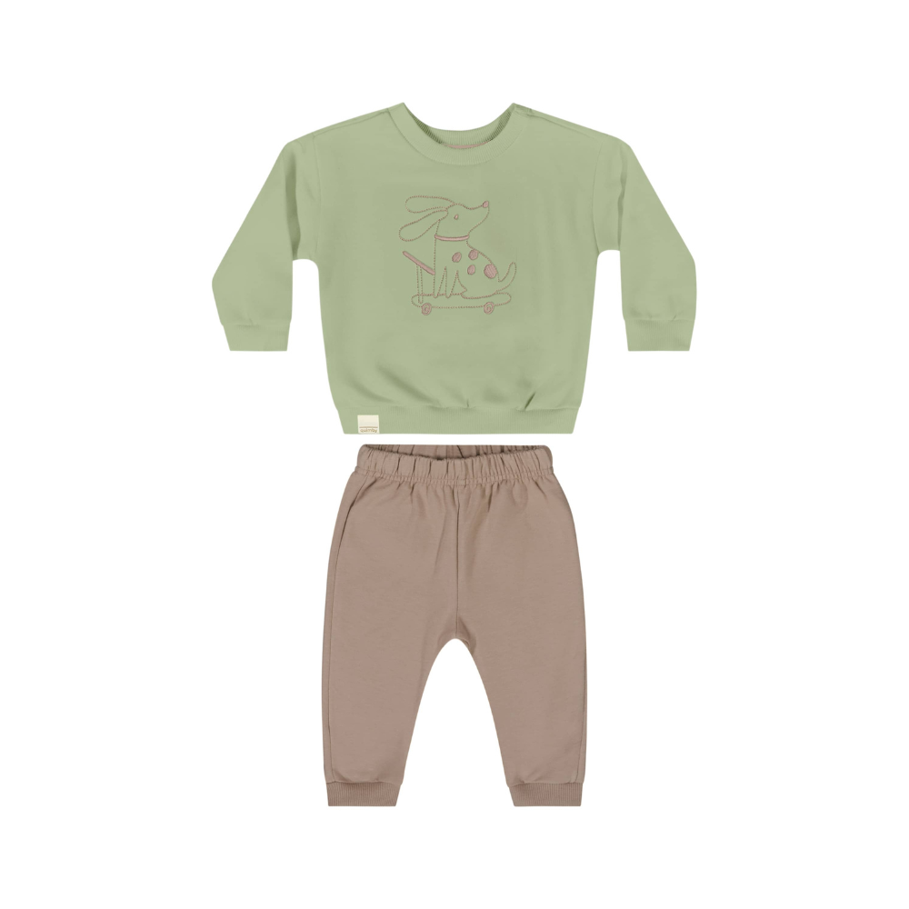 CONJUNTO BLUSAO E CALCA EM MOLETOM VERDE PANTANO