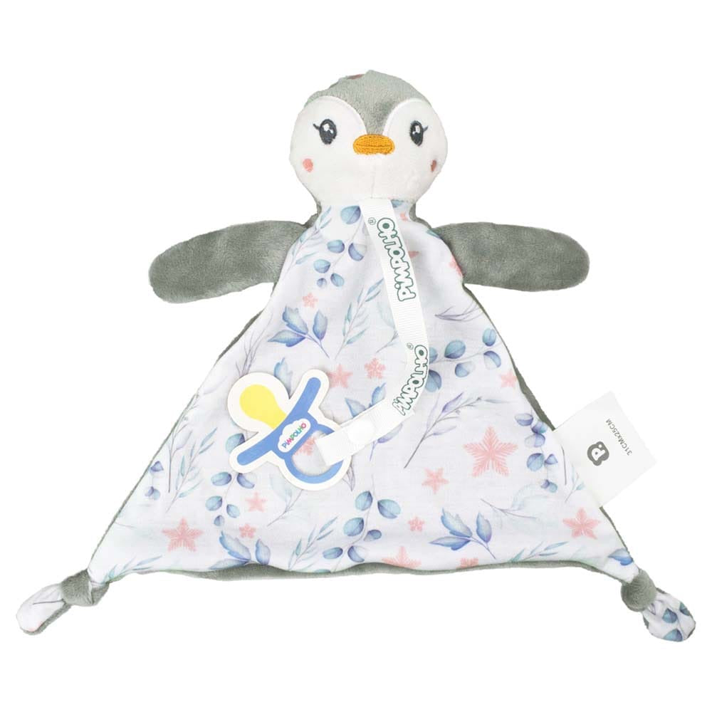 NANINHA COM PRENDEDOR DE CHUPETA PIMPOLHO CINZA/PINGUIM