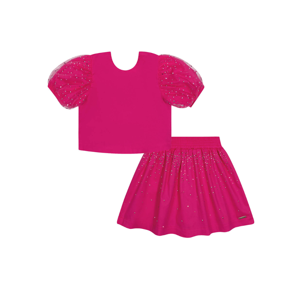 CONJUNTO BLUSA E SAIA/SHORTS