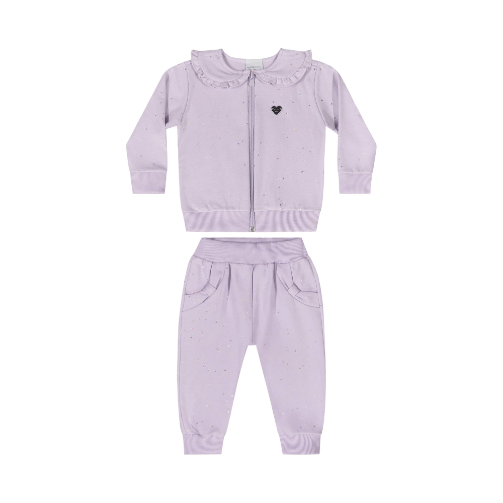 CONJUNTO JAQUETA E CALCA EM MOLECOTTON COM GLITTER