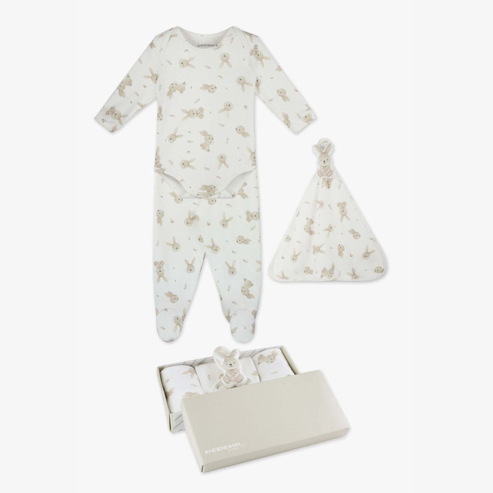 KIT SUEDINE EGIPCIO (1CONJ. BODY E NANINHA) UNI COELHINHO FOLHAS
