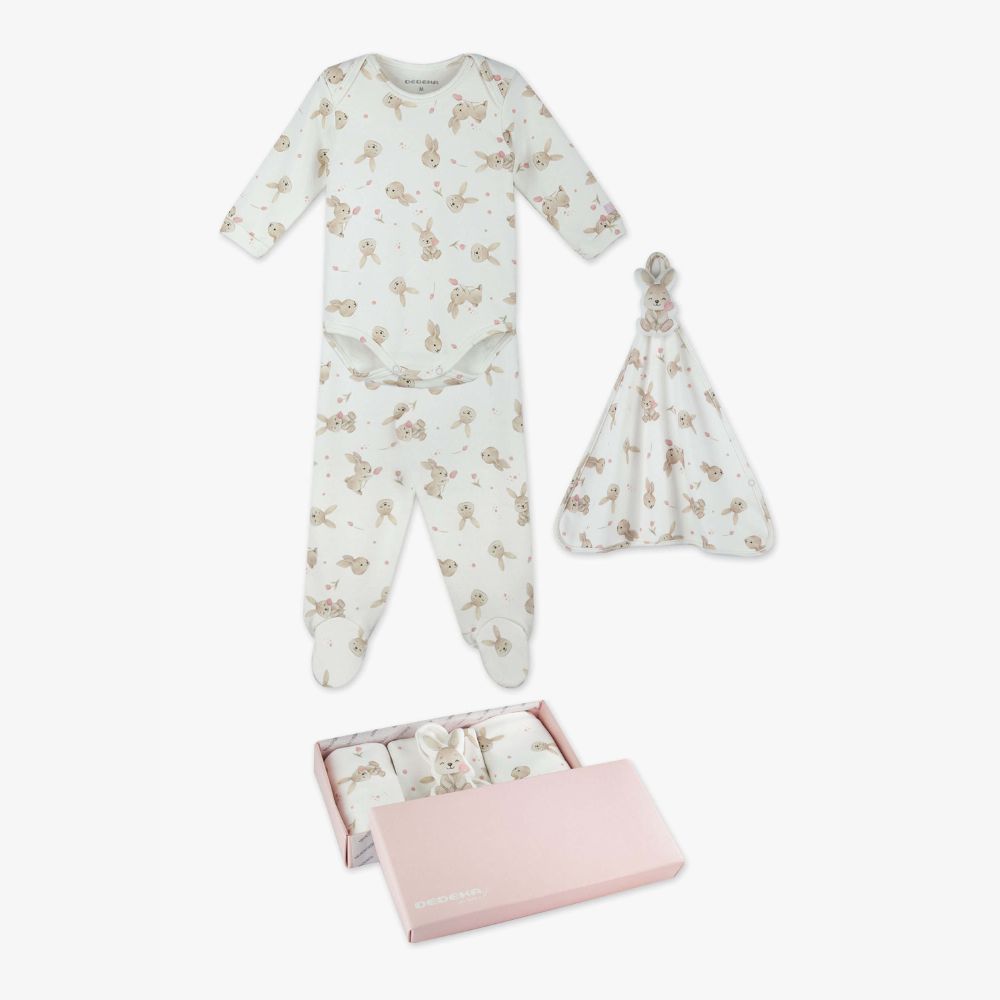 KIT SUEDINE EGIPCIO (1 CONJUNTO DE BODY E 1 NANINHA) FEM COELHINHO TULIPA