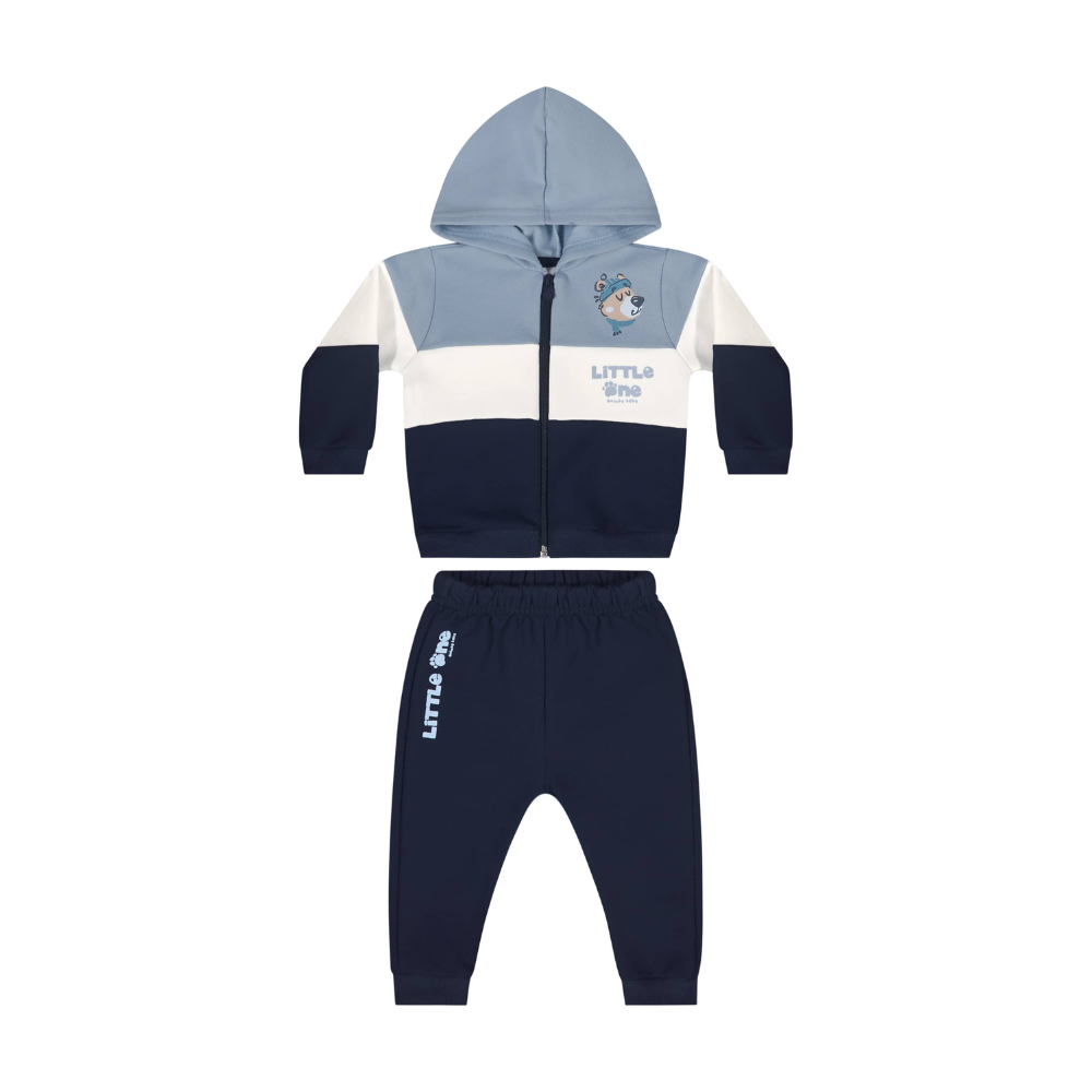 CONJUNTO JAQUETA E CALCA EM MOLETOM AZUL MEDIO