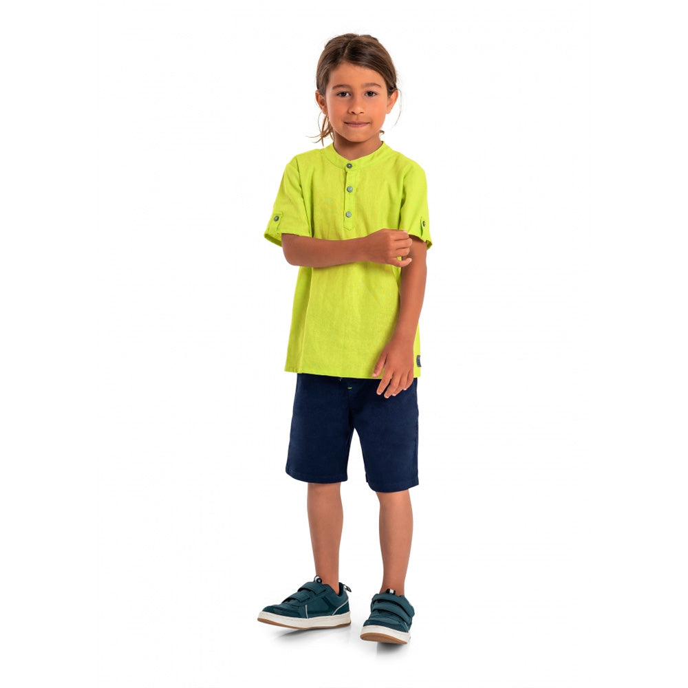 CONJUNTO CAMISA TECIDO BERMUDA EM SARJA