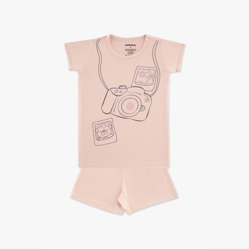 PIJAMA MELANGE ROSA PEROLA (TAM 4 AO 8)