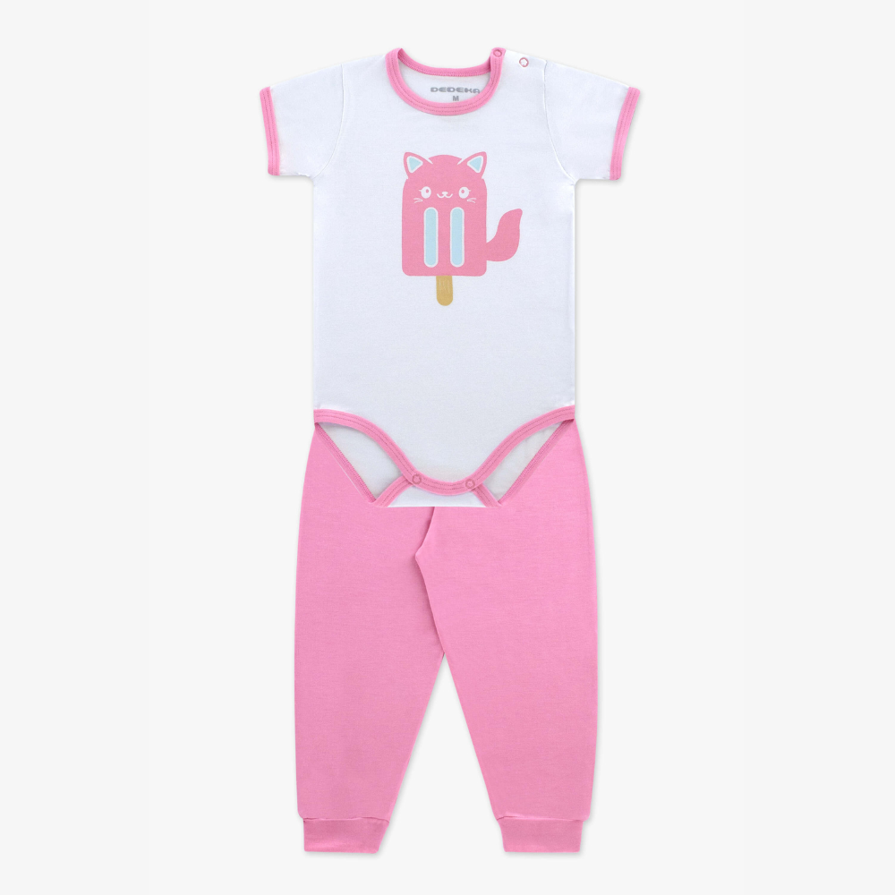 CONJUNTO DE BODY MODAL ROSA FLOR (TAM RN AO GG)