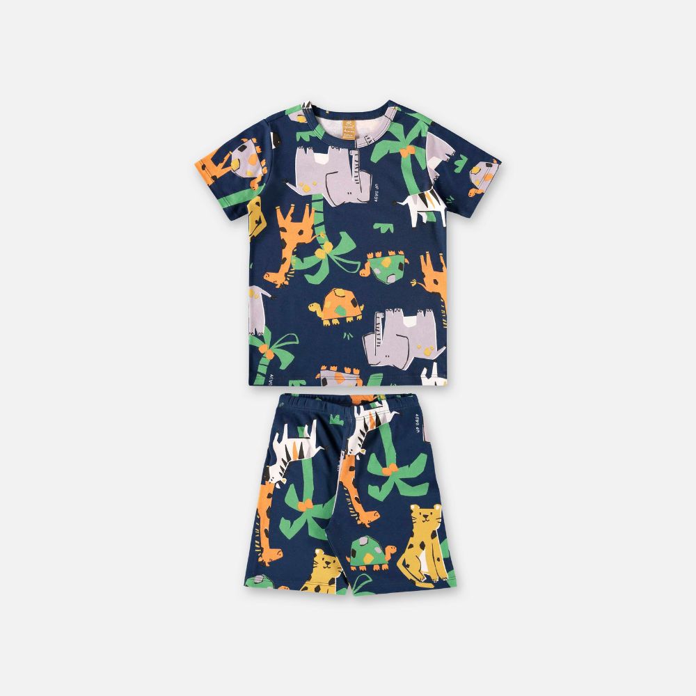 PIJAMA CAMISETA E BERMUDA EM SUEDINE