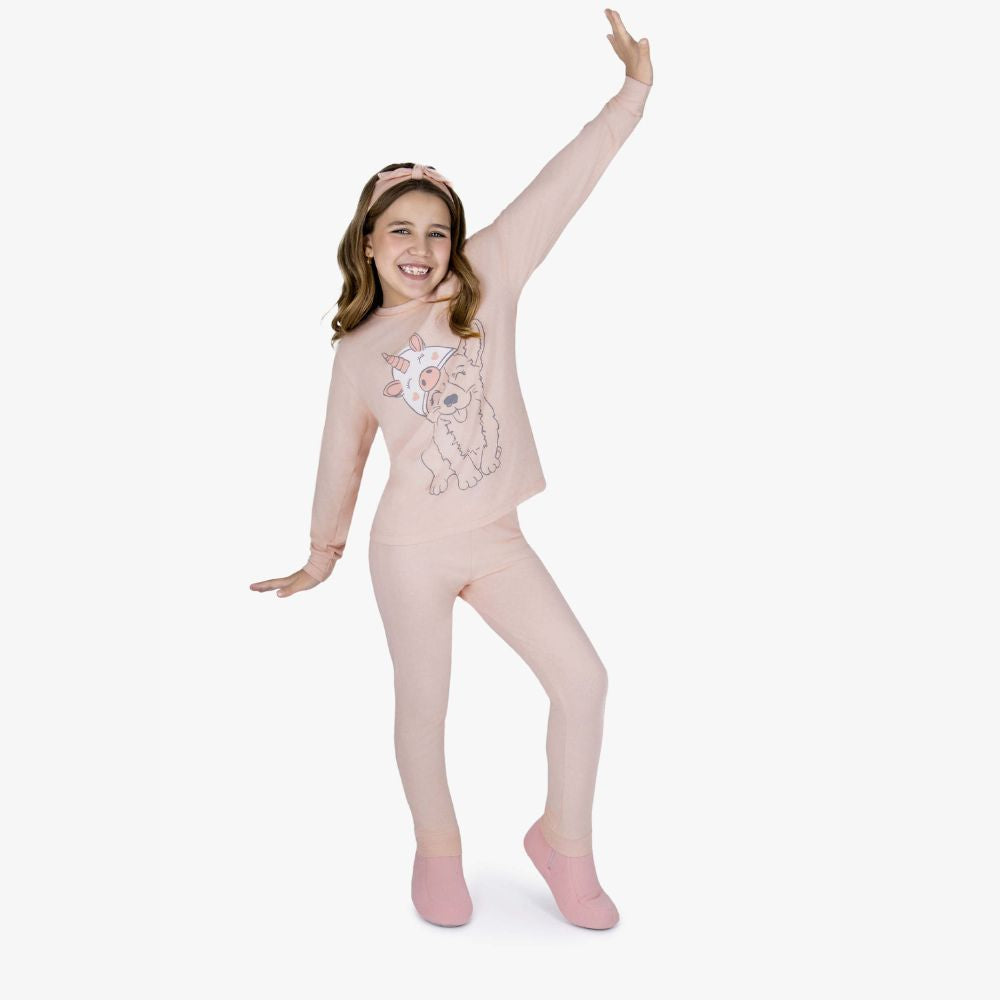 PIJAMA MELANGE AZUL/ROSA (4 ao 8)