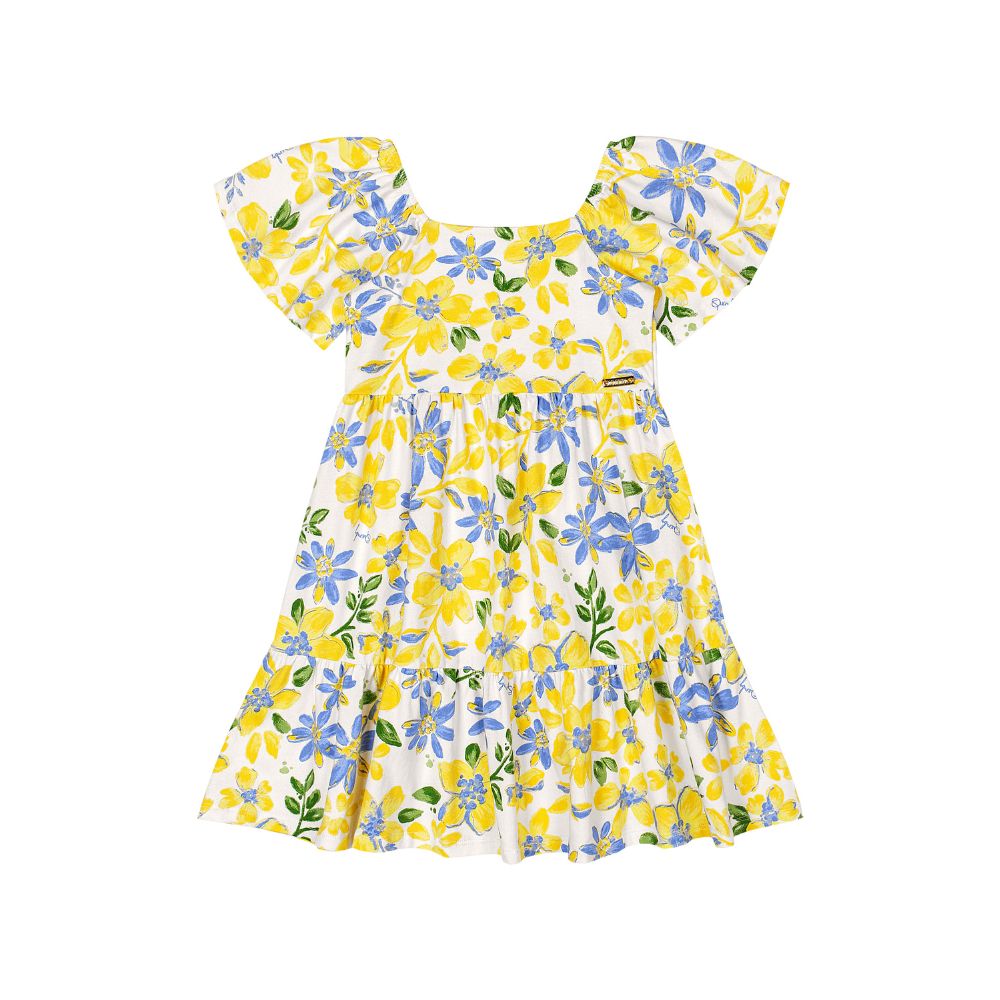 VESTIDO MANGA CURTA EM COTTON FLORAL