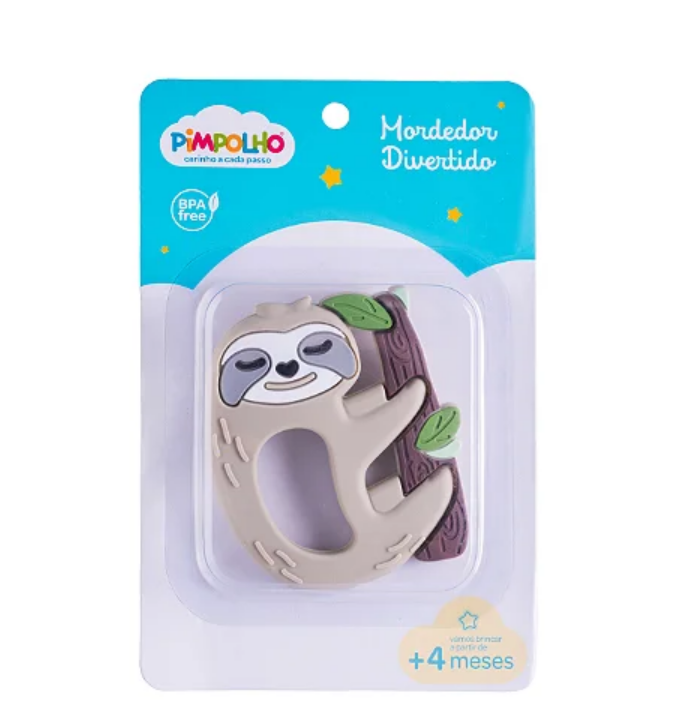 MORDEDOR INFANTIL BICHINHOS MASC PIMPOLHO CINZA/PREGUICA