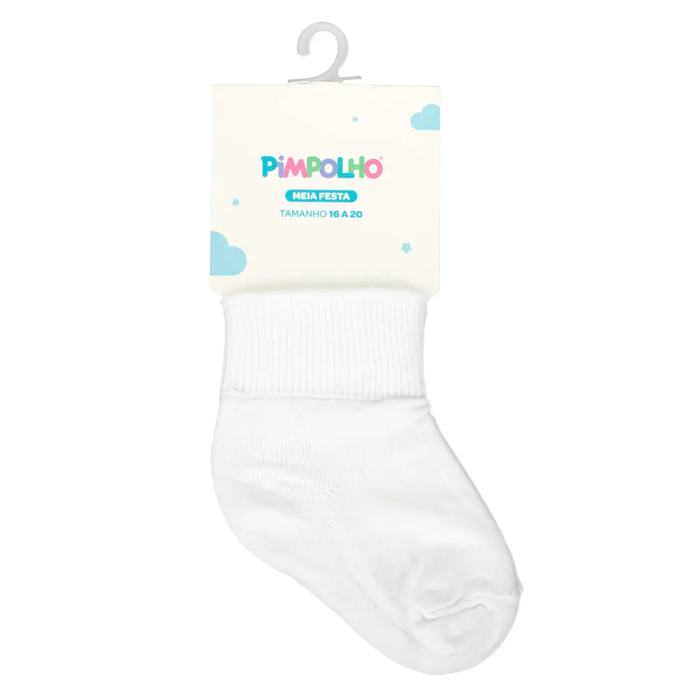 MEIA FESTA PIMPOLHO MASCULINA TAM 16-20 BRANCA LISA
