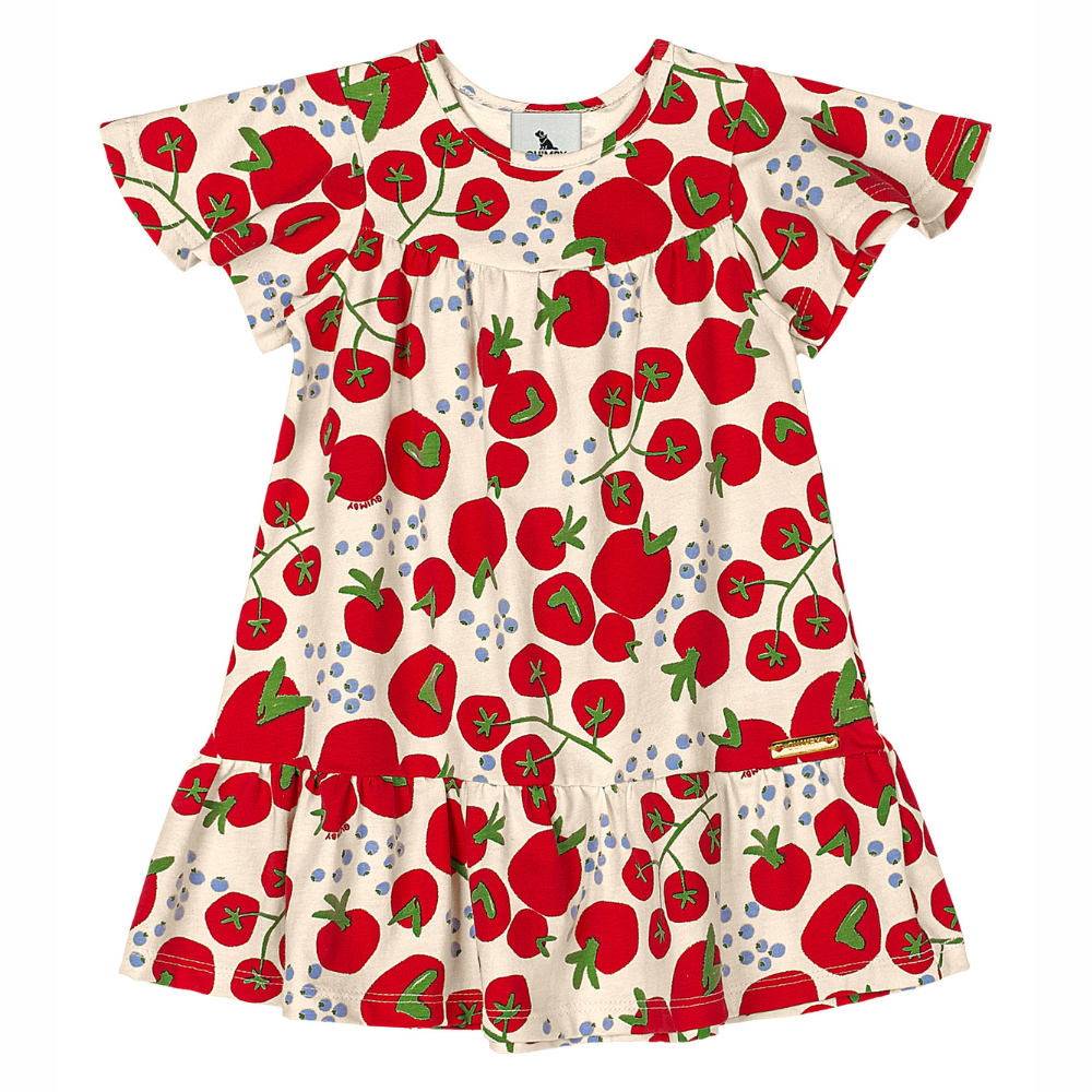 VESTIDO MANGA CURTA EM COTTON CEREJA