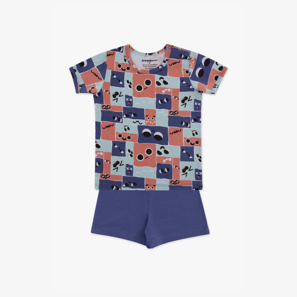 PIJAMA ALGODAO E MODAL HAPPY (TAM 1 AO 3)