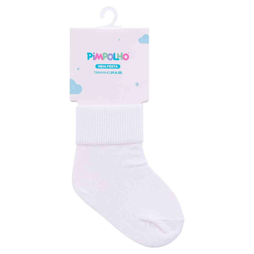 MEIA FESTA PIMPOLHO MASCULINA TAM 21-25 BRANCA LISA