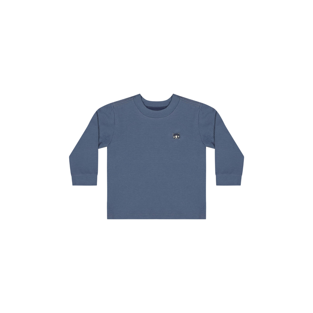 CAMISETA MANGA LONGA EM MALHA COLMEIA