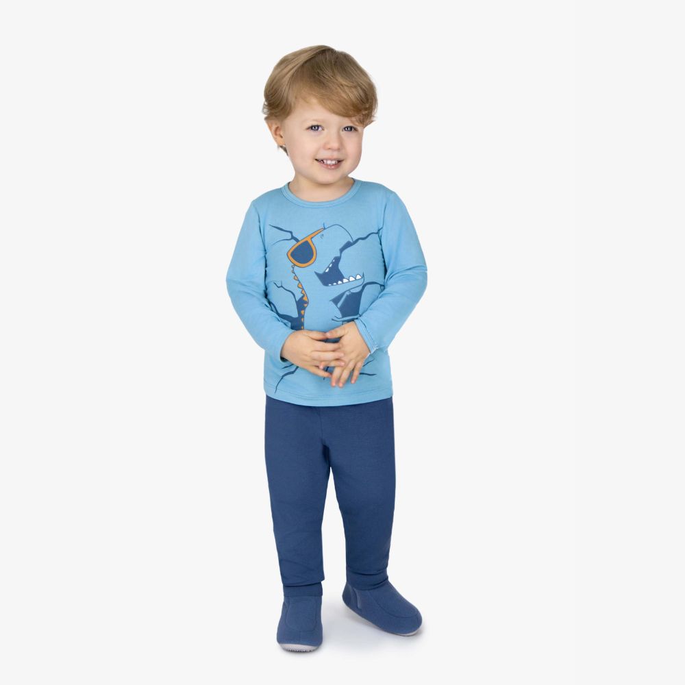 PIJAMA MODAL AZUL DINO (1 ao 3)