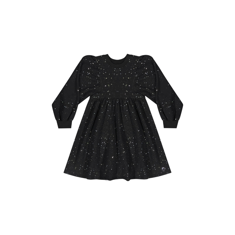 VESTIDO MANGA LONGA EM MOLECOTTON COM GLITTER