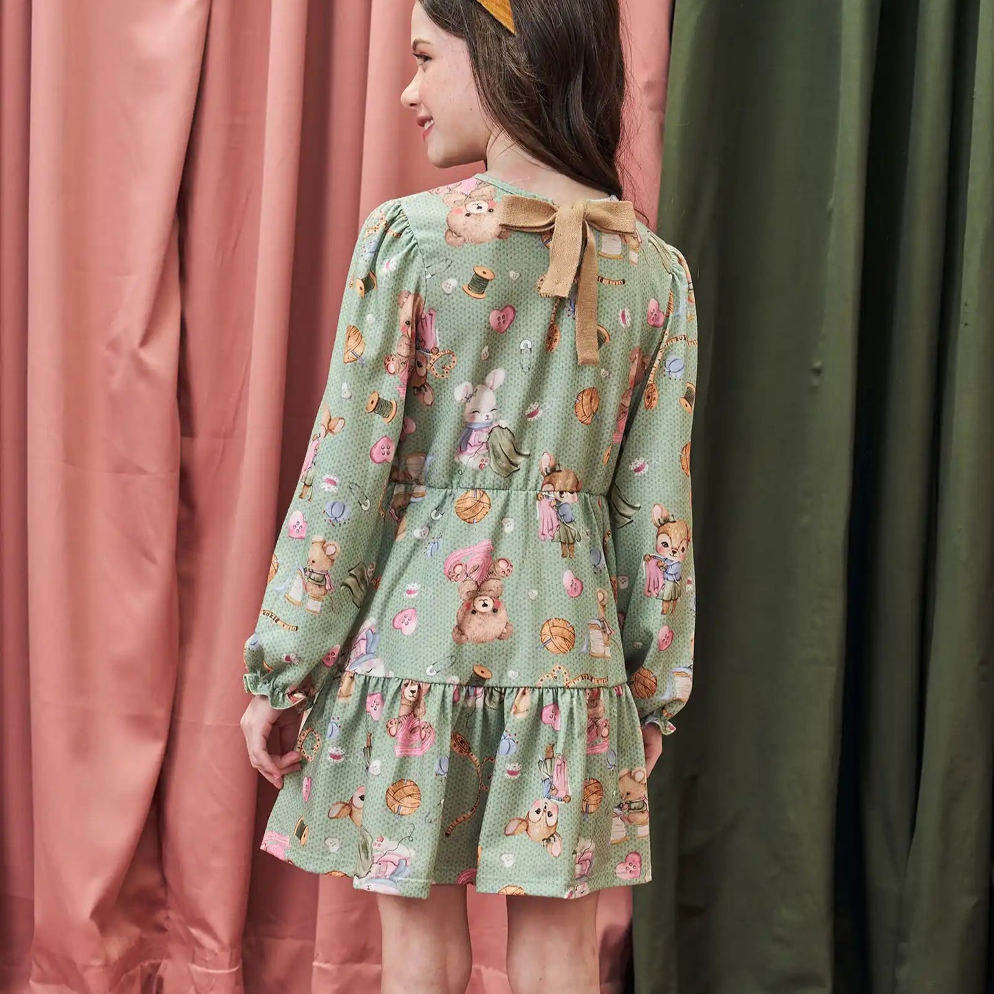 VESTIDO MANGA LONGA VERDE