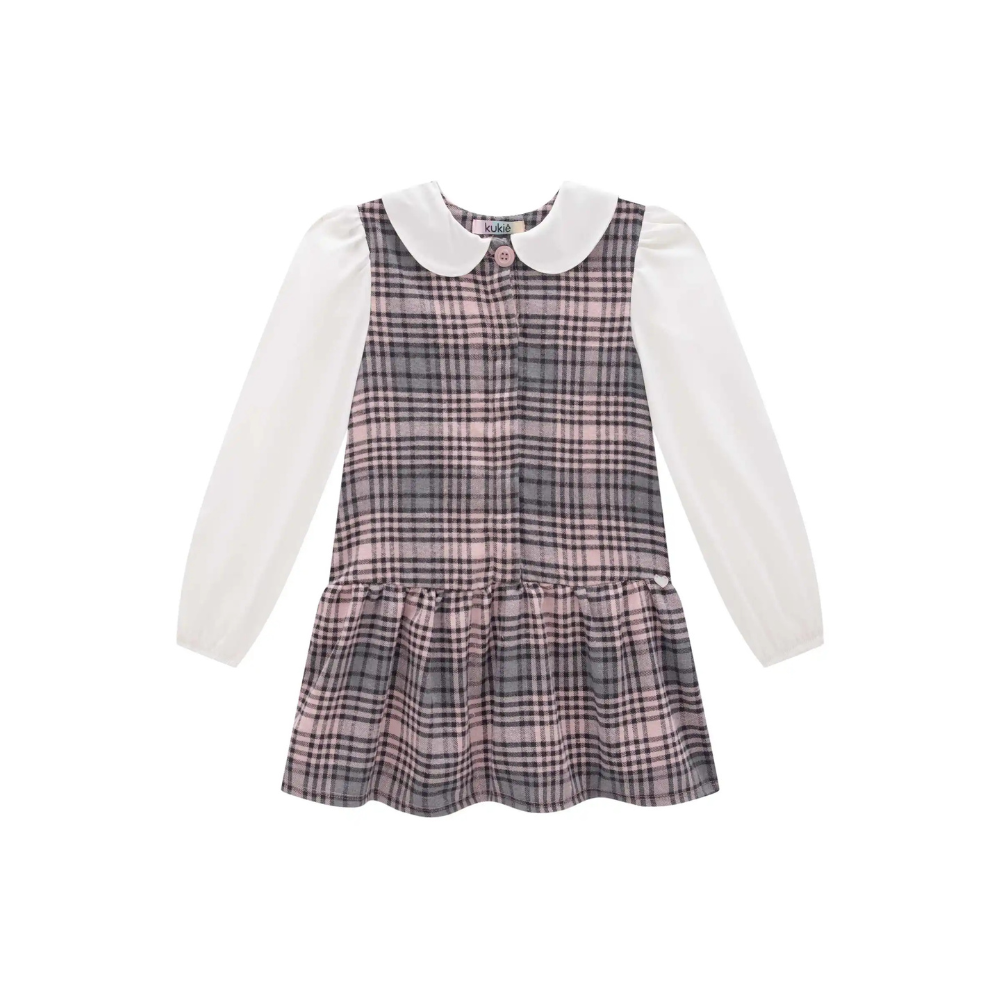 VESTIDO EM FLANELA E VISCOSE TWILL ESTAMPADO