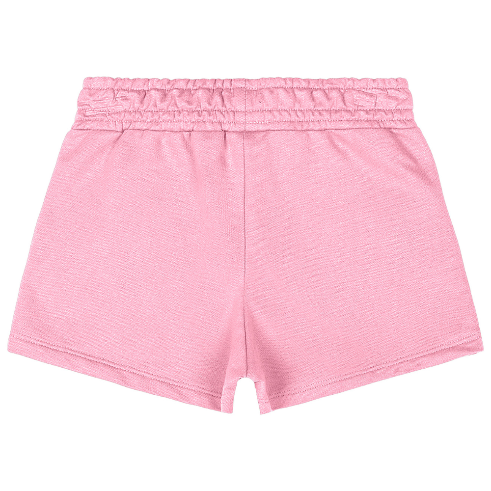 SHORT EM MOLETOM SEM FELPA ROSA/PRETO/LILAS