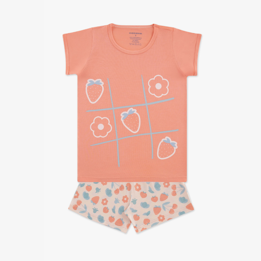 PIJAMA MODAL FRUTAS E FLORES (TAM 4 AO 8)