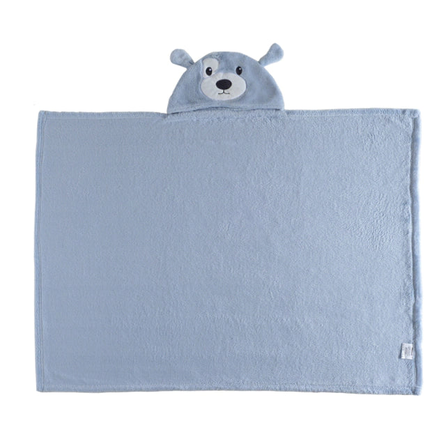 MANTA COM CAPUZ 75X100CM FEM E MASC PIMPOLHO AZUL/CACHORRO
