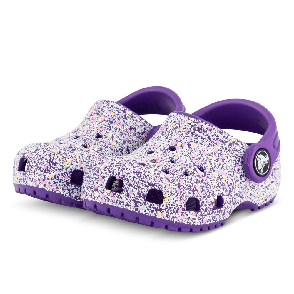 CLASSIC GLITTER CLOG K NEON PURPLE/MULTI