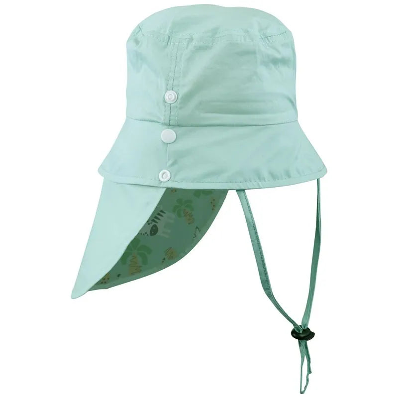 CHAPEU C/PROTECAO TECIDO UV 06-24 MESES MASC PIMPOLHO VERDE/BARCO
