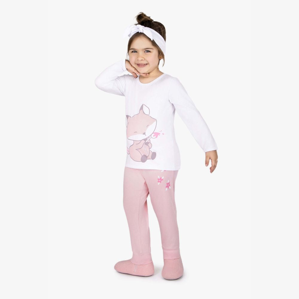 PIJAMA MODAL ROSA RAPOSA/VAQUINHA DEDEKA (1 ao 3)