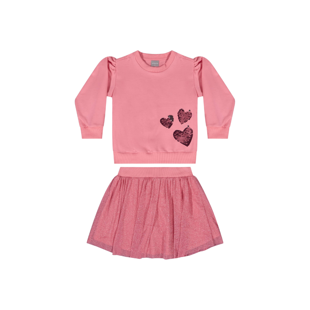 CONJUNTO BLUSAO MOLETOM E SAIA-SHORT TULE