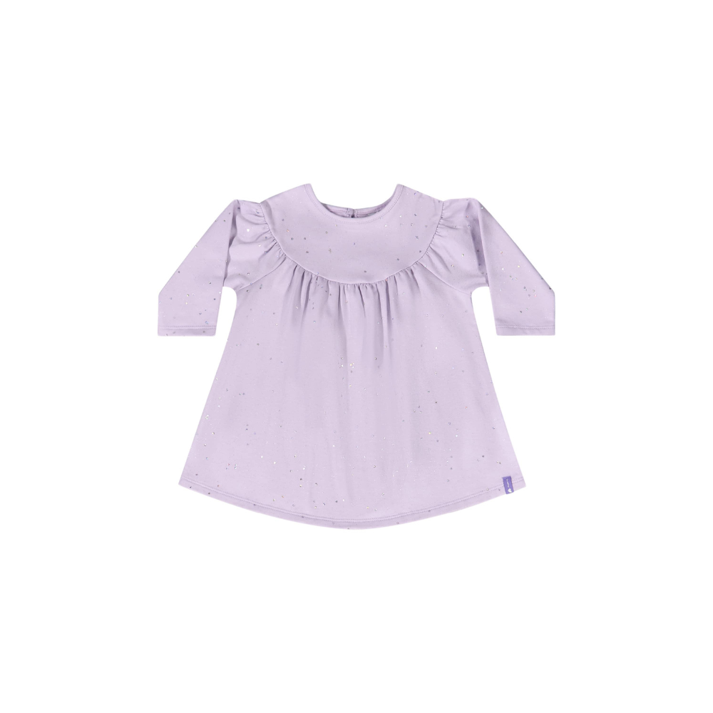 VESTIDO MANGA LONGA EM MOLECOTTON COM GLITTER