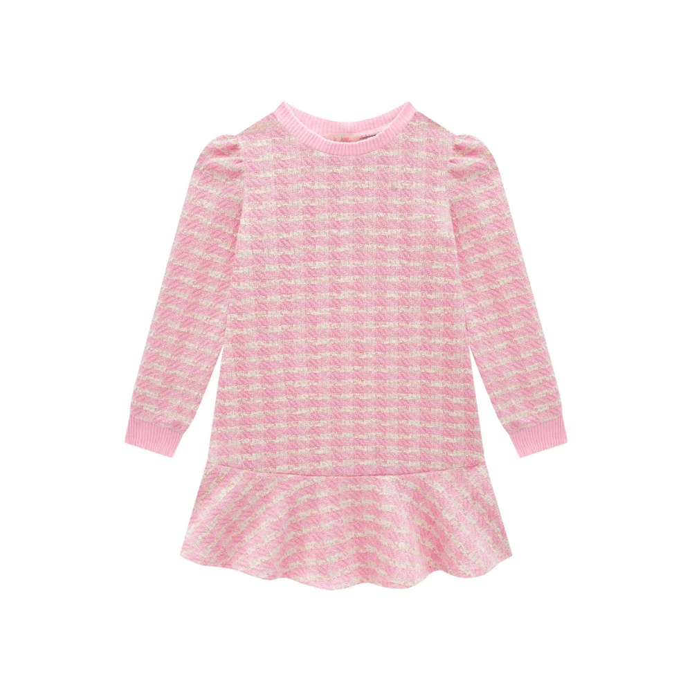 VESTIDO EM MALHA TWEED ROSA CLARO