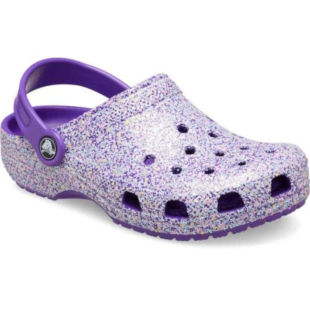 CLASSIC GLITTER CLOG K NEON PURPLE/MULTI