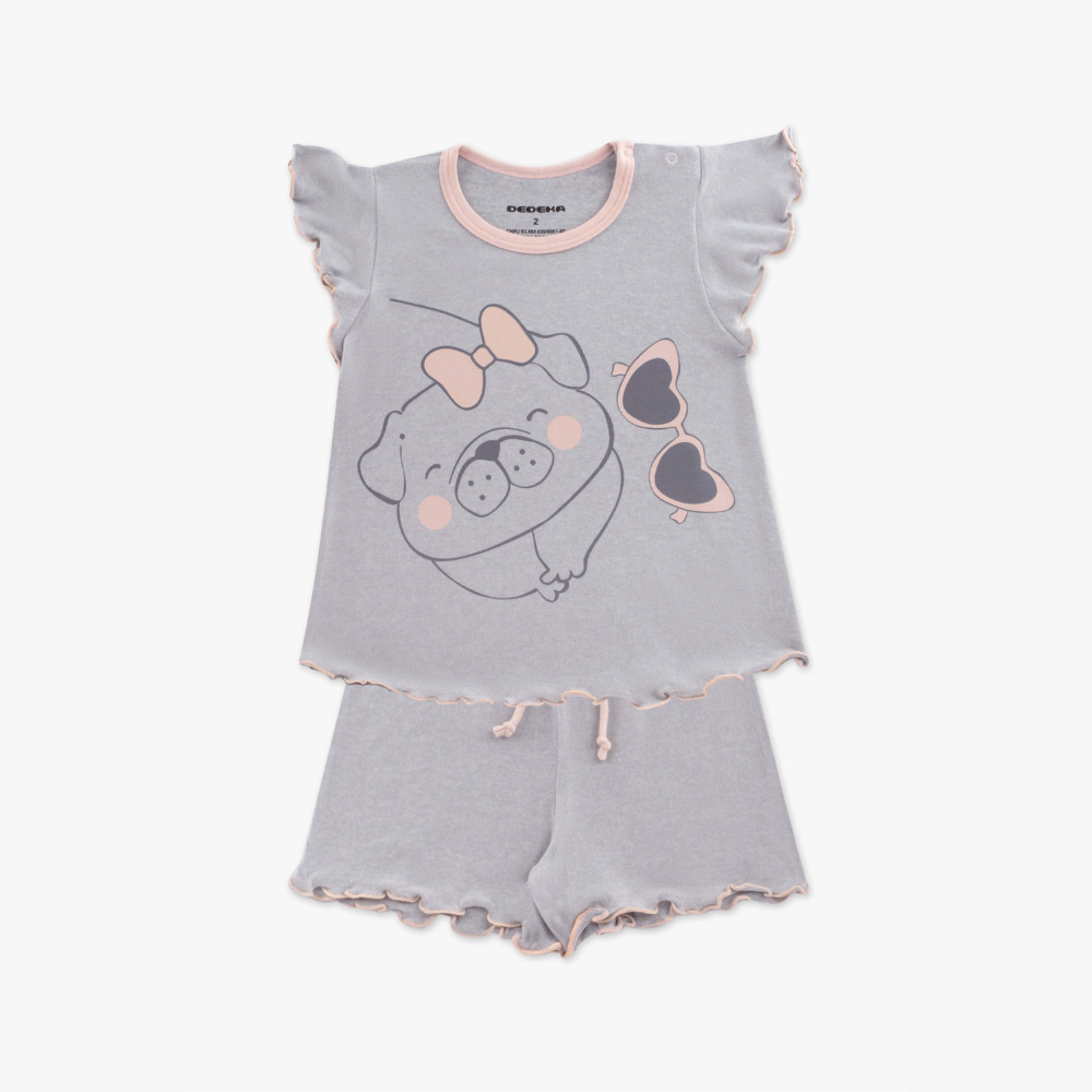 PIJAMA MELANGE CINZA MESCLA (TAM 1 AO 3)