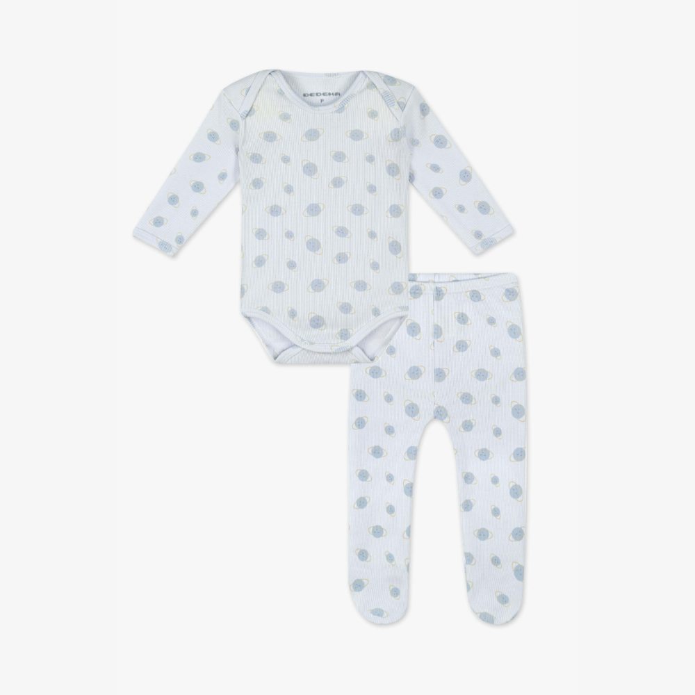 CONJUNTO DE BODY CANELADO PLANETA/FLORES/SOL (PR AO P)