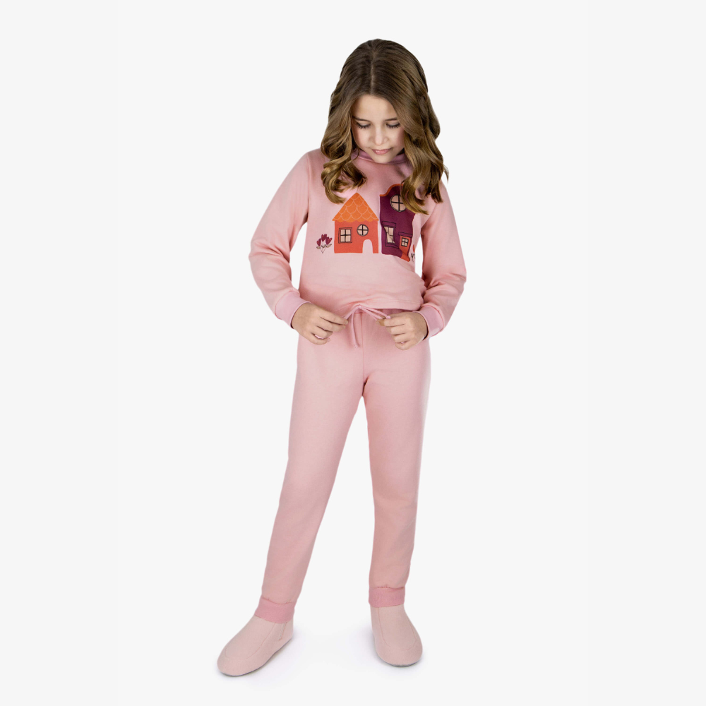 PIJAMA MOLETINHO CASINHAS ROSE DEDEKA (4 AO 8)