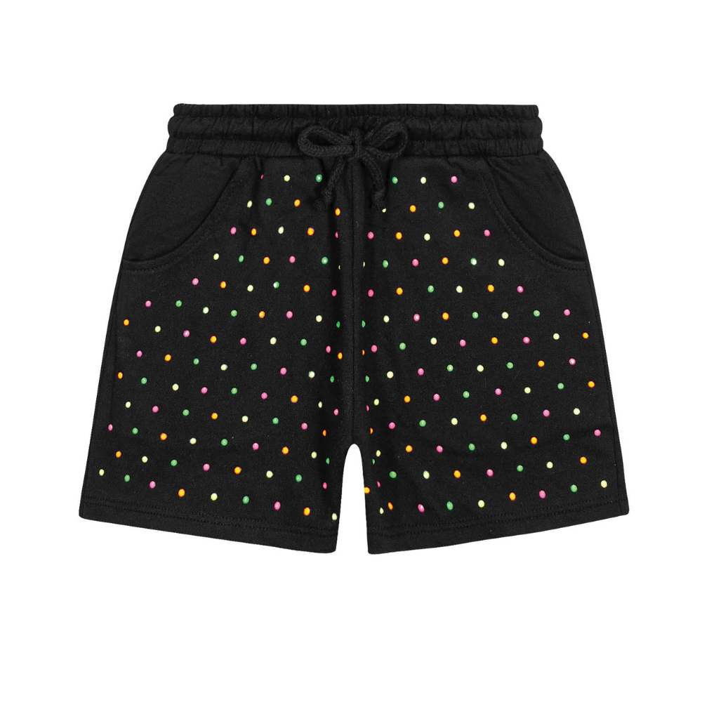 SHORTS CATAVENTO PRETO BRILHOS COLORIDOS