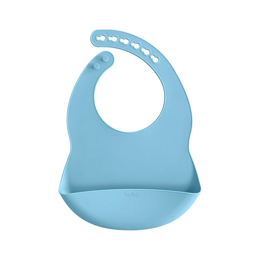BABADOR EM SILICONE COM PEGA-MIGALHAS AZUL