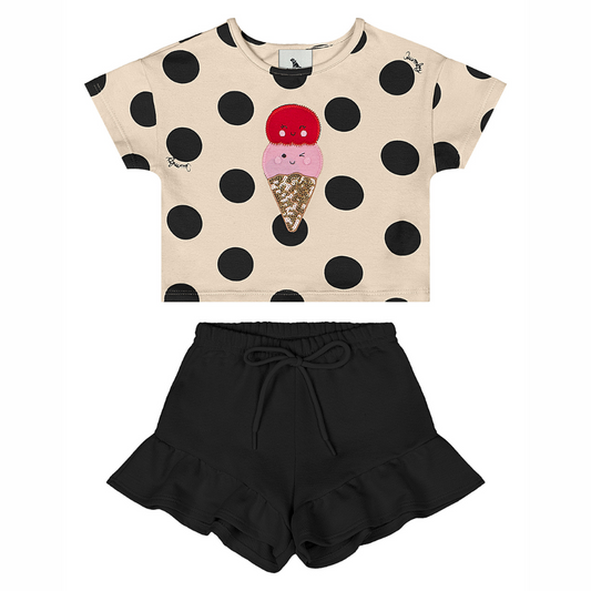CONJUNTO BLUSA COTTON E SHORT MOLETOM SEM FELPA