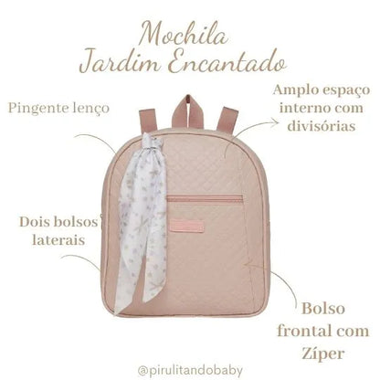 MOCHILA MEDIA JARDIM ENCANTADO - ROSA