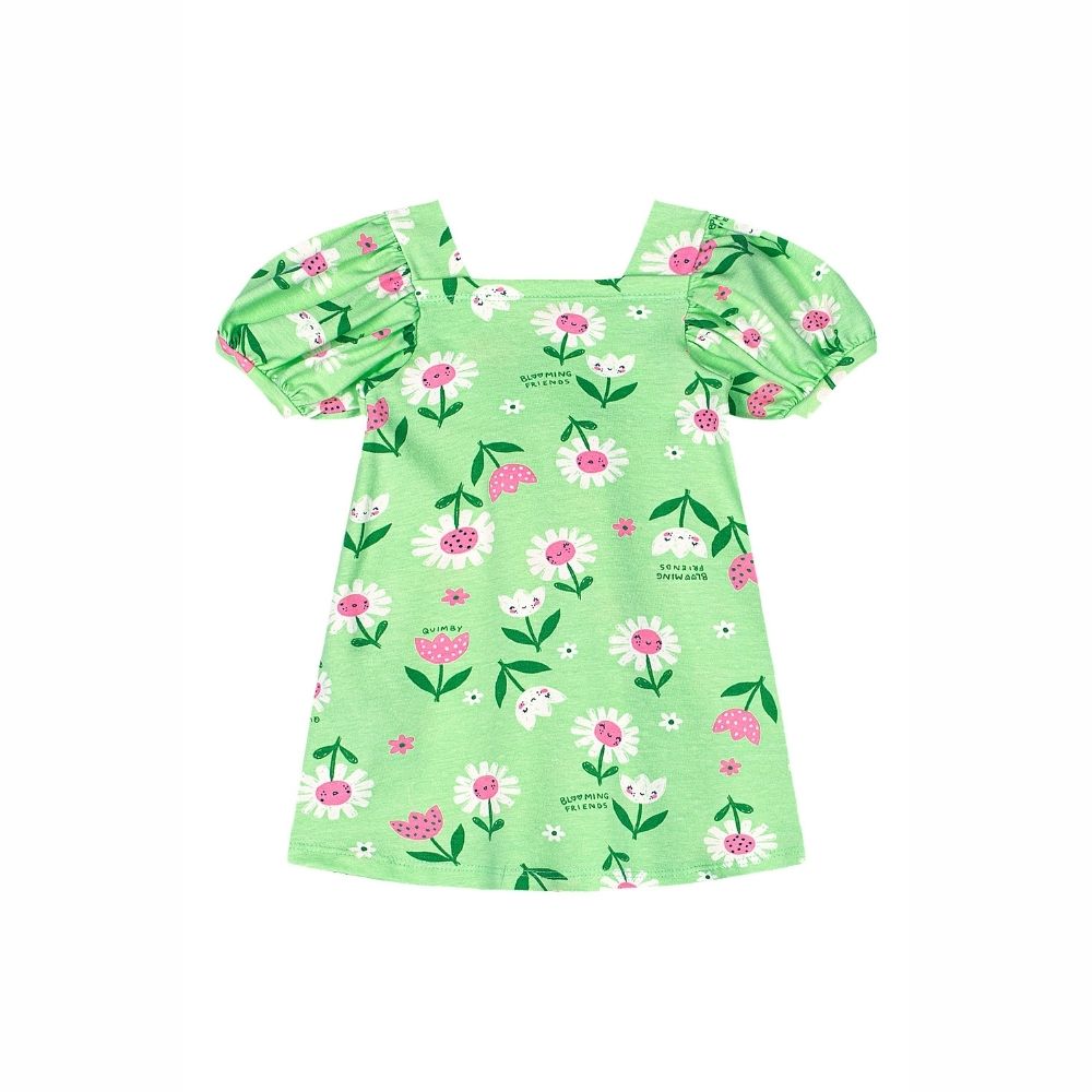 VESTIDO MANGA CURTA EM COTTON FLORAL
