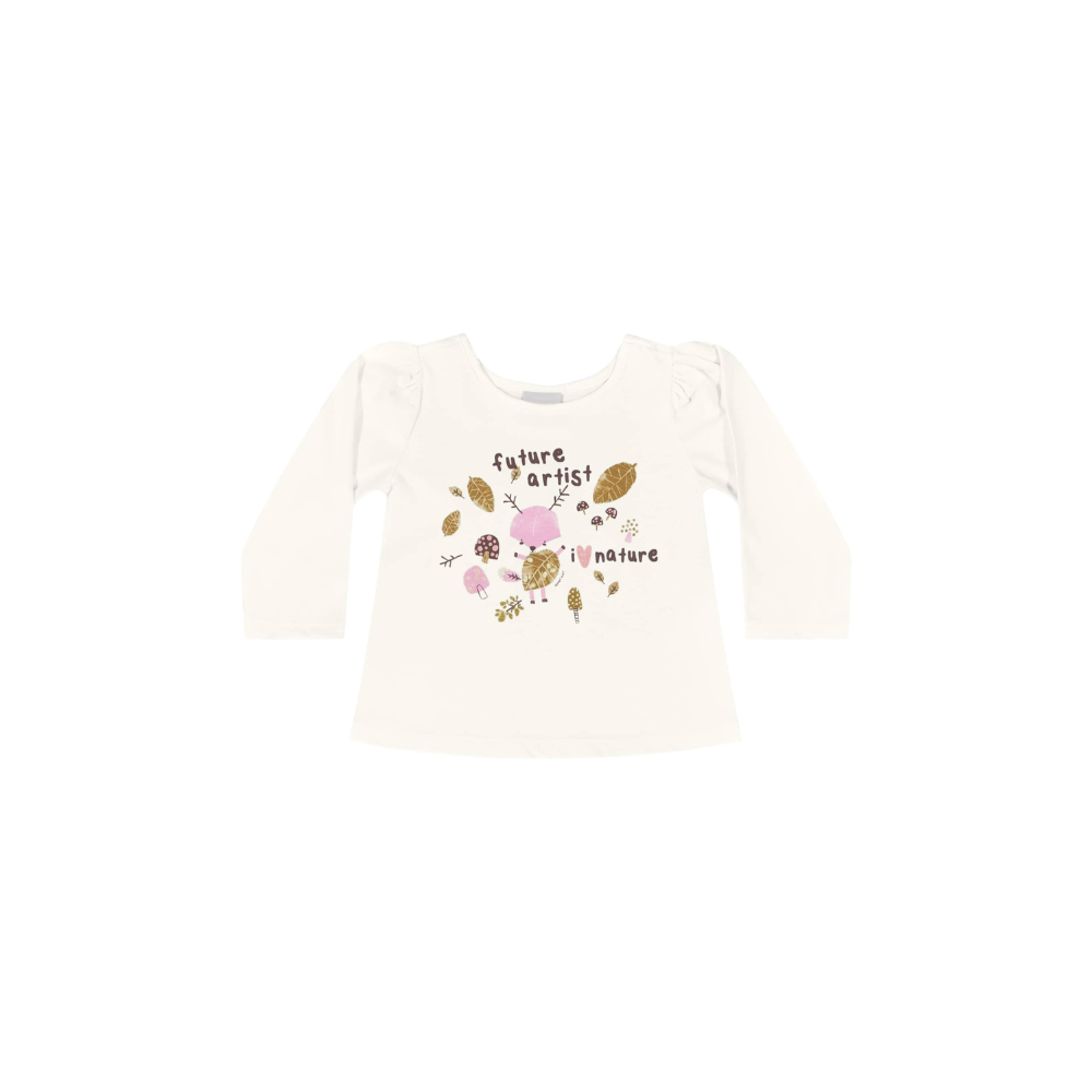 BLUSA MANGA LONGA EM COTTON ROSA/NATURAL