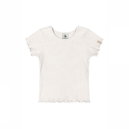 BLUSA MANGA CURTA EM RIBANA CANELADA FRAMBOESA/NATURAL/PRETO