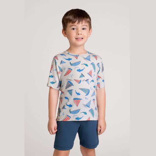 PIJAMA MODAL BARCO NAVY (4 AO 8)