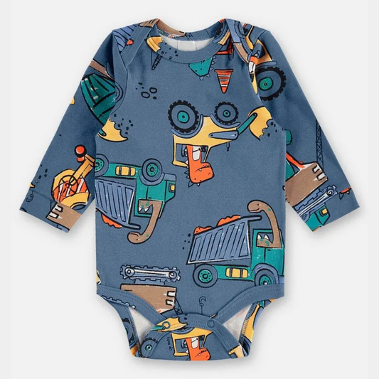 BODY MANGA LONGA EM SUEDINE AZUL UP BABY