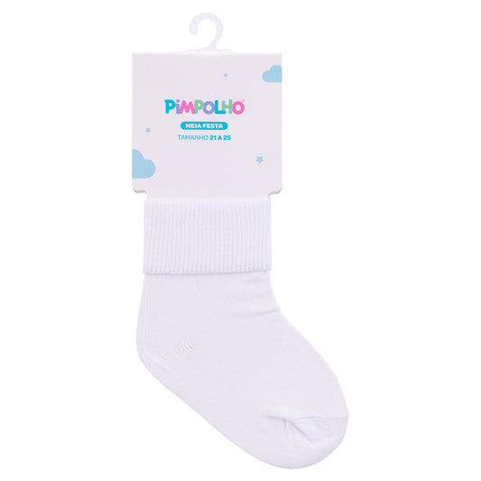 MEIA FESTA PIMPOLHO MASCULINA TAM 21-25 BRANCA LISA