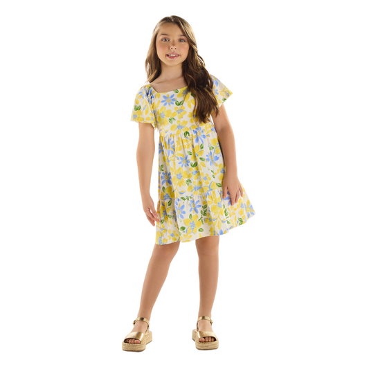 VESTIDO MANGA CURTA EM COTTON FLORAL